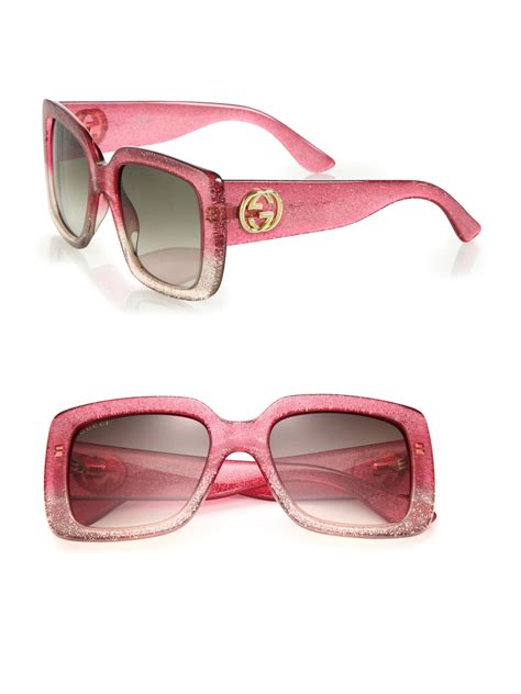 gucci oversized pink glitter shades|gucci sunglasses women pink.